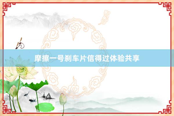 摩擦一号刹车片信得过体验共享