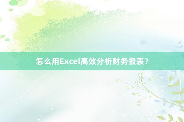 怎么用Excel高效分析财务报表？